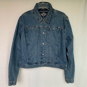 Harley Davidson Jean Jacket with Metal Studs and Logo